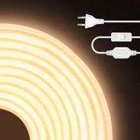 HEGEHE 230 V COB neoninė LED juosta su jungikliu, IP65 vandeniui atspari, ypač ryški, didelio tankio, 288 LED/m lanksti LED juostelė, skirta vidaus, lauko, festivalių, "pasidaryk pats" dekoracijoms (natūraliai balta, 10 m)