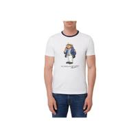Polo Ralph Lauren SS24 Captain Bear Spausdinimo Apvalios Kaklo Trumpomis Rankovėmis Marškinėliai Vyriški Marškinėliai Balti 710791096-002 M