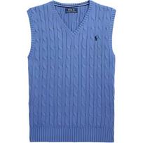 Polo Ralph Lauren Vienspalvis Siuvinėtas Logotipas V formos iškirptės megztinis Vaikams Mėlynas 323702300-028 XL