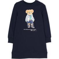 Polo Ralph Lauren Suknelė Ss24 Raidžių Spaudinys Apvalus Kaklas Ilgomis Rankovėmis Vaikų Suknelės Tamsiai Mėlyna 313926021-001 L