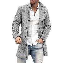 Autumn Winter Woolen Printing Men's Coat Coat Windbreaker Long Sleeve Single Breasted Button Fashion Casual Jacket XXXXL