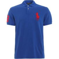 Polo Ralph Lauren Polo marškinėliai su dideliu siuvinėtu poniu, kasdieniai, trumpomis rankovėmis, vyriški, mėlyni, 710692227-023 S