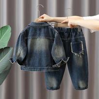 Boys Denim Suit Spring and Autumn Children's Retro Boy Fashion Two-piece Suit 90 mėlyna