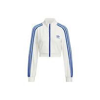Adidas Originals Trumpas striukė Trys juostelės Spalvų blokas Retro Stovintis apykaklė Trumpa striukė Moteriška striukė Han-Jade-White IY9459 XXS white