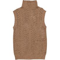 Polo Ralph Lauren Solid Color High Neck Sleeveless Knit Vest Women tops Brown 211910470-001 S