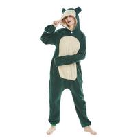 Cartoon Suit Women Pajama Anime Onesies for Adult Men Onsie Boy Girls Pijamas Fleece One-Piece Bodysuit XS tamsiai žalia spalva
