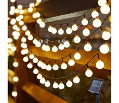 Brilagi - LED saulės dekoratyvinė girlianda BUBBLE 50xLED/8 funkcijų 7m IP65 šiltai balta