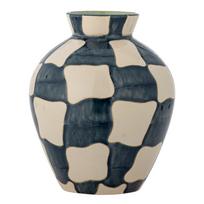 Mėlynos spalvos/kreminės spalvos iš stiklo dažyta rankomis vaza (aukštis 24 cm) Check – Bloomingville