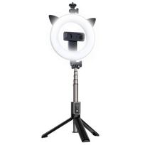 Asmenukių lazda ("Selfie sticks") „iLike“ asmenukių rankena, trikojis ir žiedinis apšvietimas, „Bluetooth“ (juodas)