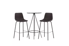Bistro baro stalas φ60 - juodas / MDF su fanera + Alexi baro kėdė - matinė juoda / tamsiai ruda PU _2