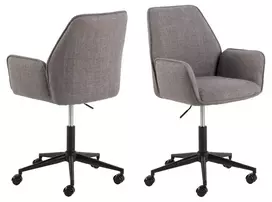Glenda desk chair w/armrest, Seat grey-brown Basel 34, Base steel matt black
