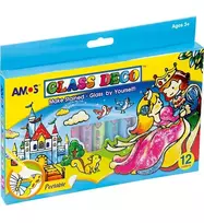 Vitražinių dažų rinkinys GD10P12, Amos, 12 spalvų po 10,5ml