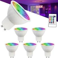 "Noobibaba GU10" spalvas keičiančios LED lemputės, 12 įvairiaspalvių 5W 100-240VAC, RGB+CCT šilta balta, vėsi dienos šviesa, RGB GU10 su nuotolinio valdymo pulteliu, 35 vatų ekvivalentas, 6 vnt., nestabdomos