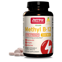 Jarrow Formulas Metil B12 (Metilkobalaminas) 1000 mcg, Citrina - 100 kramtomųjų tablečių