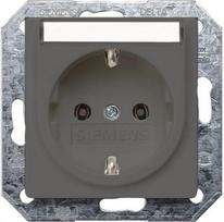 Socket outlet, with labeling field, with increased touch protection, carbon metallic, 55x55mm, DELTA i-system 5UB1943 | 4001869402574