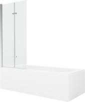 Vonia Mexen Vega su apdaila ir stiklo sienele, 150x70 cm + 80 cm (II), White+Chrome/Transparent