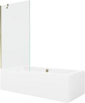 Vonia Mexen Cube su apdaila ir stiklo sienele, 180x80 cm + 90 cm, White+Gold/Transparent