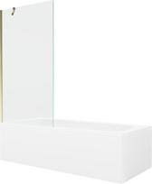 Vonia Mexen Vega su apdaila ir stiklo sienele, 180x80 cm + 90 cm, White+Gold/Transparent