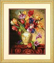Išskirtinis siuvinėjimo rinkinys kryželiu „Papūgų tulpės“ 30,4×38,1 cm