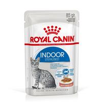 ROYAL CANIN Indoor Sterilized - Šlapias ėdalas suaugusioms katėms - Gabalėliai padaže 12 x 85 g