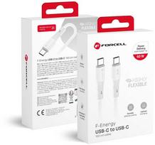 USB C į USB C laidas Forcell F-Energy QC4.0 PD 3A 60W silikoninis 1 m C344 baltas