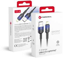 USB A tipo laidas su „Lightning“ jungtimi Forcell F-Energy 2,4A 12W gradientinis 1 m, C353, juodas