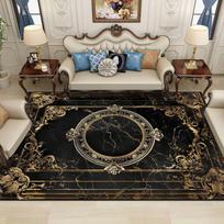 Chinese Style Luxury Black Gold Carpet Living Room Sofa Rugs Non-slip Bedroom Bedside Carpet Home Decoration Washable Floor Mats 60x90cm door mat