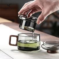 1 vnt. 200 ml daugiafunkcinis stiklinis arbatos puodelis su filtru, atsparus karščiui, daugkartinio naudojimo, tinkamas naudoti namuose ir biure, puikiai tinka biriems arbatos lapams 200ml/6.76oz pilka