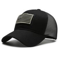 Amerikos vėliavos kamufliažinis lipdukas Siuvinėta beisbolo kepuraitė Tinklinė kepurė Vyriška lauko kepuraitė su Velcro užsegimu Adjustable juoda