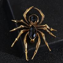 Auksinės ir sidabrinės lydinio voro sagės vyrams | Vintažinio stiliaus dizainas, papuoštos dirbtiniais brangakmeniais, grandinėlės karoliai kostiumams, švarkams Spider Chainless auksas