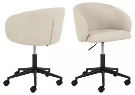 Eleanor desk chair w/armrest, Seat beige Basel 24, Base steel matt black