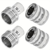4 vnt. 3/4  Sodo žarnos greitos jungties nerūdijančio plieno vandens žarnos jungtis vyriška ir moteriška aukšto slėgio plovimo siurblio adapteris čiaupui 4PCS sidabras