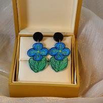 Charming Oil Painting Style Acrylic Dangle Earrings Blue Flower Graffiti Hanging Earring for Women Summer Daily Casual Accessory