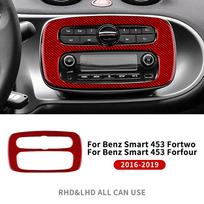 Tikras minkštas anglies pluošto lipdukas Mercedes Benz Smart 453 Fortwo Forfour 2016 2017 2018 Automobilio centrinės konsolės CD skydelio rėmui Red 2016-2019