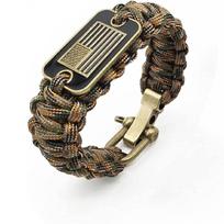 Paracord Bracelet Adjustable With Bronze USA Flag Outdoor Tactical Survival Wristband Fashion For Women Men Military Veterans