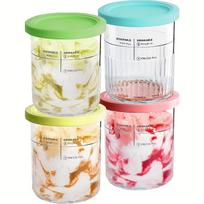 4 vnt. Ninja Creami Deluxe 11 viename šeimyninio dydžio pintos, dangteliai 24 uncijos NC500/NC501 konteineriai visam šaldytam maistui, galima plauti indaplovėje, be BPA 4pcs