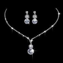 3pcs women's Zircon set, rhinestone necklace, earrings, luxurious wedding accessories