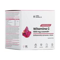 Aura Herbals Natūralus vitaminas C 1000 mg iš Acerola, Vyšnia - 30 paketėlių