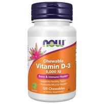 Now Foods Vitaminas D3 5000 TV, Mėta - 120 kramtomųjų tablečių