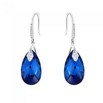 Sidabriniai auskarai moterims DiamondSky „Baroque III (Capri Blue Comet Argent Light)“ su Swarovski kristalais