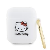 Hello Kitty Apple Airpods 1/2 dėklas silikoninis 3D kačiuko galvutės formos baltas