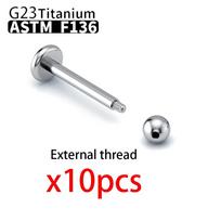 10 VNT. Didmeninė prekyba G23 Titano Labret Lūpos Stud Auskaras Antakių Nosies Žiedas C strypelis Moterims Septumo Auskaras Kūno Cirkonis 1.2x6x3x3mm