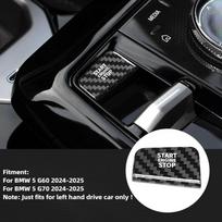 Tikros anglies pluošto variklio paleidimo/sustabdymo mygtuko interjero apdailos dangtelio lipdukas BMW 5 G60 G70 2024 2025