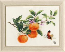 Siuvinėjimo kryželiu rinkinys Mandarinų šakelė, Aida 18, 18.5×25 cm