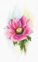 Siuvinėjimo rinkinys Elegantiška rožinė anemonė, DMC siūlai, Linda 27