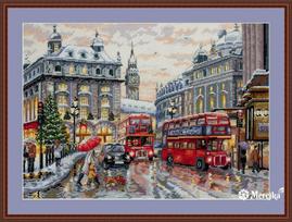 Kryželiu siuvinėjimo rinkinys „Londonas“ su DMC siūlais, Aida 16, 30x40 cm