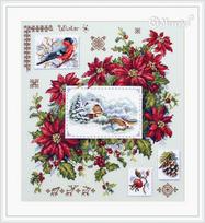 Merejka siuvinėjimo rinkinys Winter Sampler – Aida 16, DMC, 30×32 cm