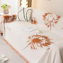 Dandelion Sofa Cushion Cover Double Side Couch Cover Jacquard Weave Sofa Slipcover Universal Anti-cat Sofa Cover 1.2.3.4 Seat 180X130cm oranžinė