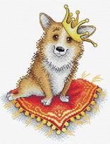 Kryželiu siuvinėjimo rinkinys Royal Corgi, Aida 14, 22x17 cm, 19 spalvų