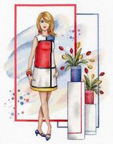 Elegantiškas kryželių siuvinėjimo rinkinys Pretty Lauren, Aida 18, 30 spalvų